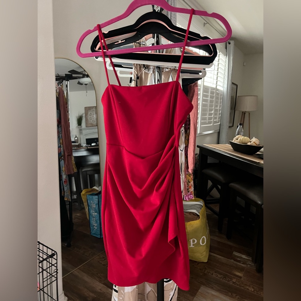 Elegant Red Draped Dress